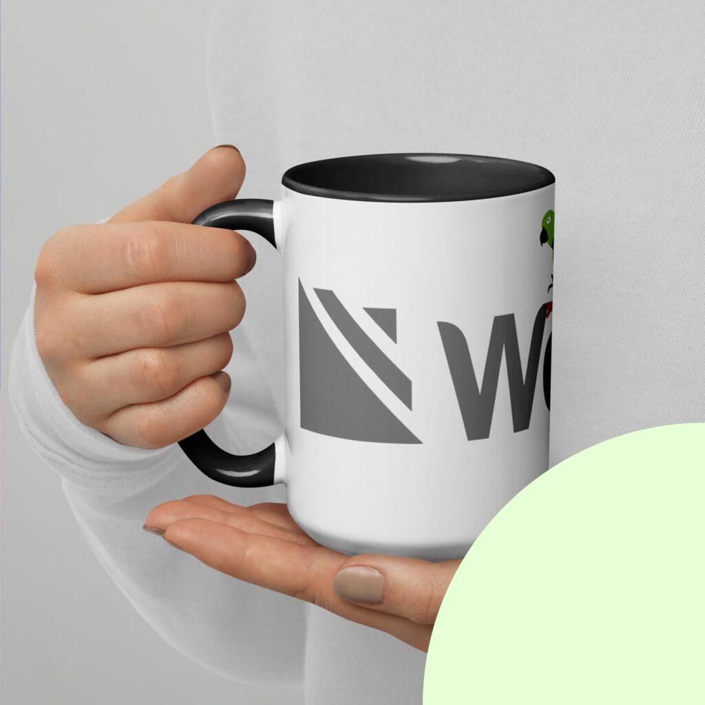 white ceramic mug with color inside black 15 oz left 6527431079aca